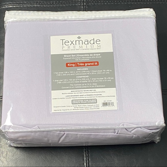 Lilac Texmade Premium Supersoft Microfibre King Sheet Set - Picture 2 of 4